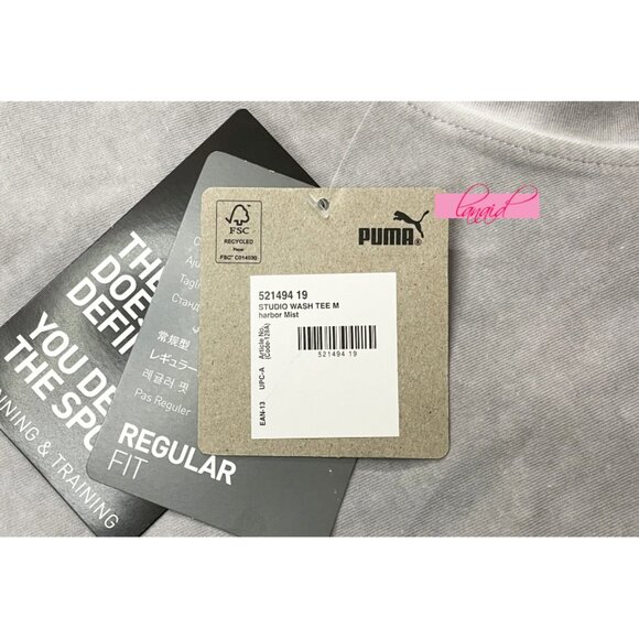 Puma Studio Wash Tee Harbor Mist Garment-Dyed Exercise Short Sleeve T-Shirt XXL - Picture 12 of 16